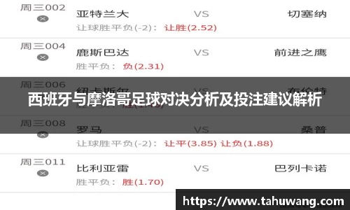 西班牙与摩洛哥足球对决分析及投注建议解析